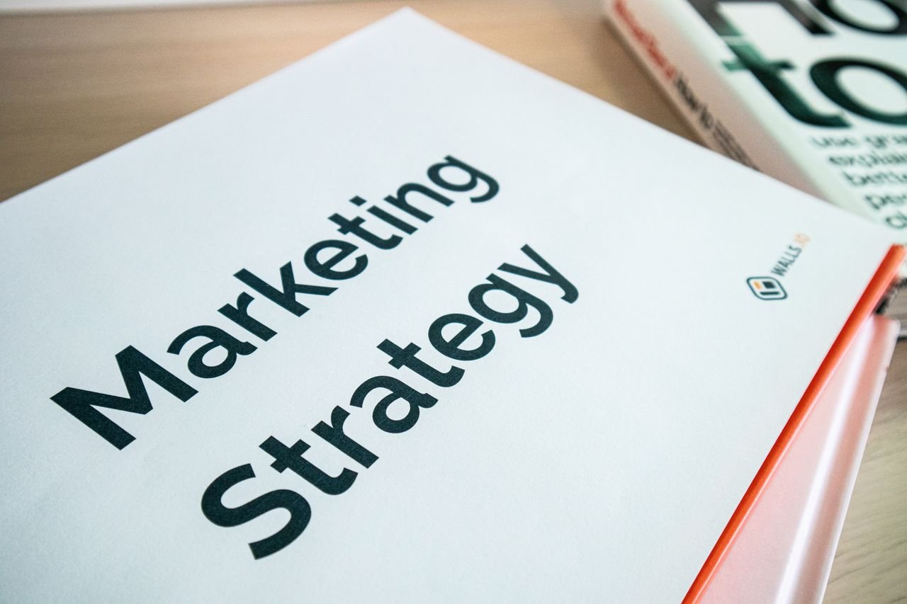 Home Close-up of a marketing strategy document on a desk, ideal for business content.